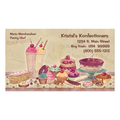 Cakes, Pies, Cookies, Ice Cream Business Card (front side)