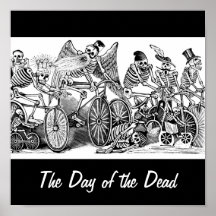 Calavera Bicyclists circa late 1800's Mexico Poster