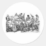 Calavera Bicyclists circa late 1800's Mexico Round Stickers
