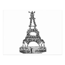 Calavera of the Eiffel Tower c. late 1800's Post Cards