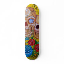 artsprojekt, skating, speed skating, Day of the Dead, roller skating, José Guadalupe Posada, ice skating, Spanish language, athletics, Human skull, skateboarding, Mexico, sport, Roman Catholic, All Souls Day, sugar, Skateboard with custom graphic design