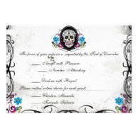 Calaveras Sugar Skull & Flourishes Reception Card Custom Invite
