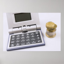Calculator and Coins Poster