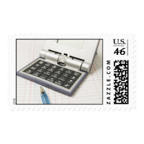 Calculator and Ledger (4) Postage Stamps