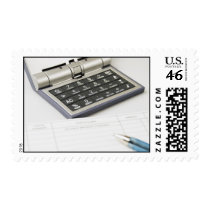 Calculator and Ledger (6) Postage Stamps