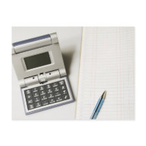 Calculator and Ledger Postcard