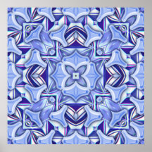 Caleidoscopio azul acodado impresiones