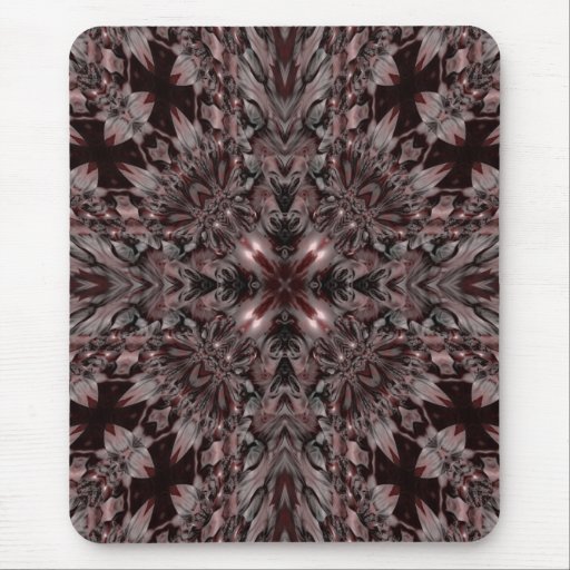 Caleidoscopio rojo y gris gótico oscuro tapete de raton