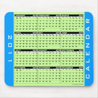 Calendar 2011 Mousepad Green Blue mousepad