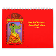 Calendario azul 2013 de Asia de los gráficos del c