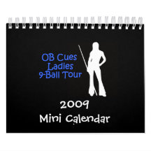 Calendario del viaje 2009 de las señoras 9-Ball de