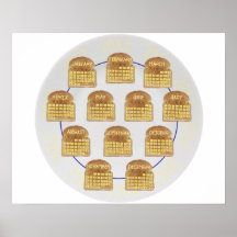 Calendario untado con mantequilla de la tostada impresiones