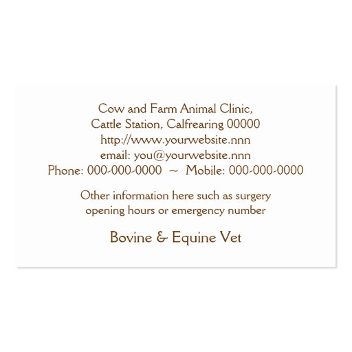 Calf business card (back side)