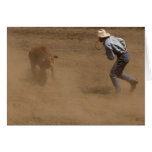 Calf roping cowboy cards