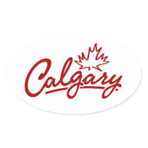 Calgary Leaf Script Oval Sticker