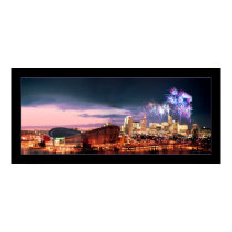 Calgary panoramic with Fireworks. posters