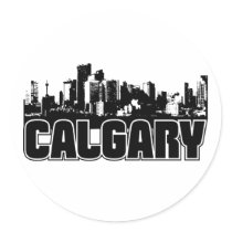 Calgary Skyline Round Stickers