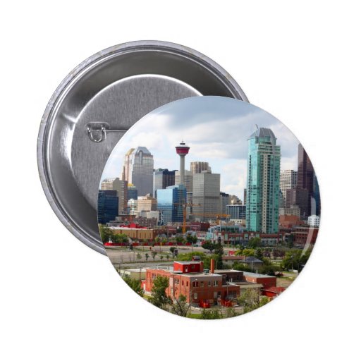 Calgary skyline with buildings and tower pin