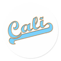 Cali California Surfer Logo in Blue stickers