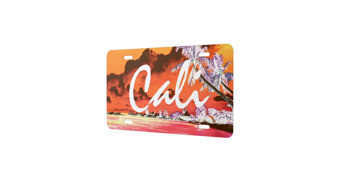 Cali Palm Trees Aluminum License Plate Zazzle