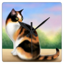 Calico Cat at Sunset Wall Clock