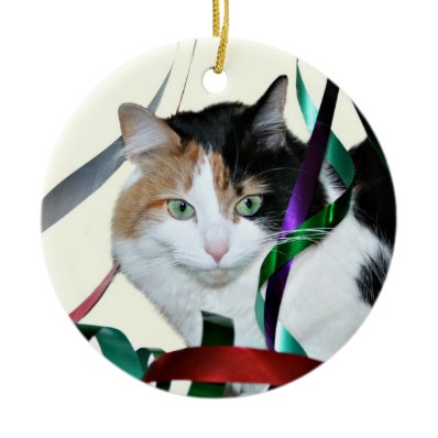 Calico cat Christmas ribbon Christmas Ornament