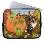 Calico Cat Fairy Cats Leaves Fall Laptop Sleeve laptop sleeves
