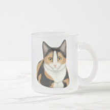 Calico Cat Frosted Glass Mug