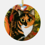 Calico Cat Leaves Fall Autumn Art Ornament ornaments