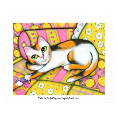 Calico Cat On Bed Print