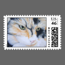 Calico Cat Postage Stamp stamps