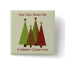 Calico Christmas Trees Button