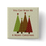 Calico Christmas Trees Button