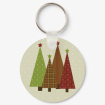 Calico Christmas Trees Keychain by 13BlackCatsDesigns Calico Christmas Trees Keychain