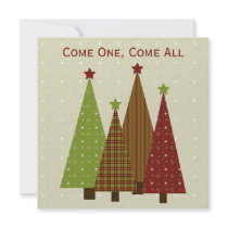 Calico Christmas Trees Party Invitation by 13BlackCatsDesigns Calico Christmas Trees Party Invitation
