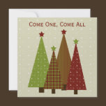 Calico Christmas Trees Party Invitation invitations