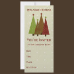 Calico Christmas Trees Party Invitation invitations