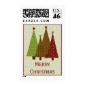 Calico Christmas Trees Postage Stamp stamp