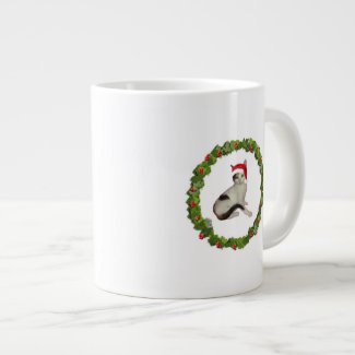 Calico Christmas Wreath 20 Oz Large Ceramic Coffee Mug