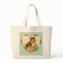 Calico Kitten in Heart Canvas Bag