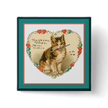 Calico Kitten in Heart buttons