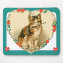 Calico Kitten in Heart mousepads