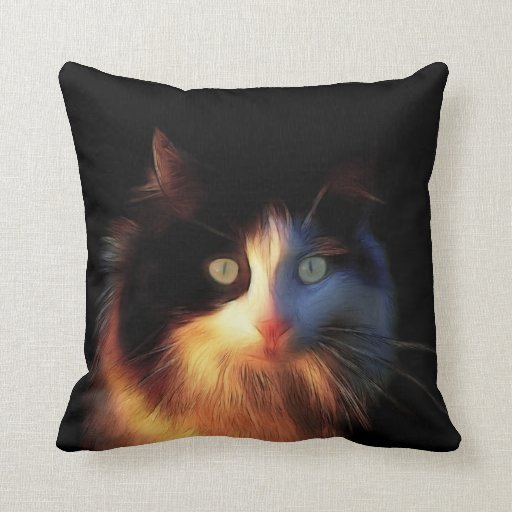 cat face throw pillow