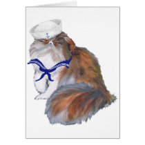 Calico Persian Cat Sailor Greeting Card
