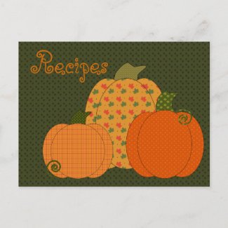 Calico Pumpkin Trio Recipe Card postcard