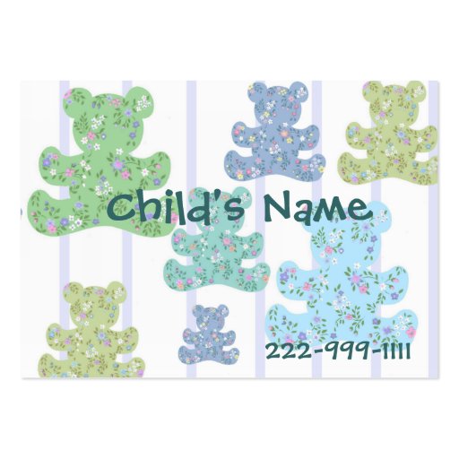 Calico Teddy Bears Children's Calling Card Business Card (front side)