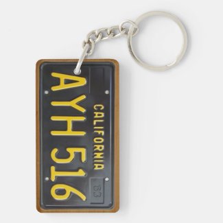 California 1963 Vintage License Plate Keychain Acrylic Keychains