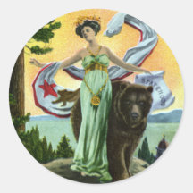 California Admission Day Festival Woman with Bear Sticker