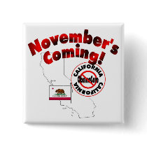 California Anti ObamaCare – November’s Coming! Pinback Buttons
