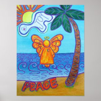 California Beach Angel Art Poster print